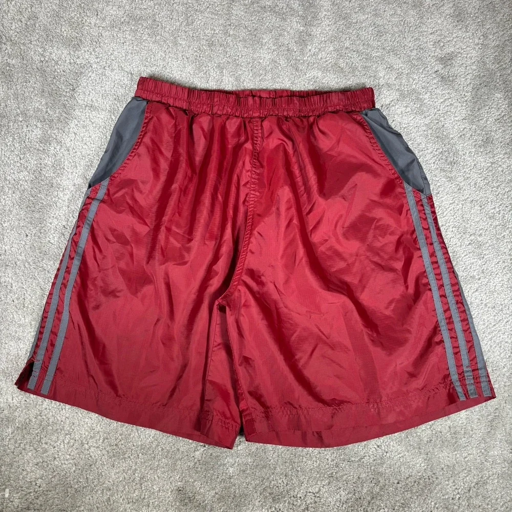 Vintage 90s Adidas Shorts Mens M Red Nylon Lightweight Running Soccer Gym Y2K