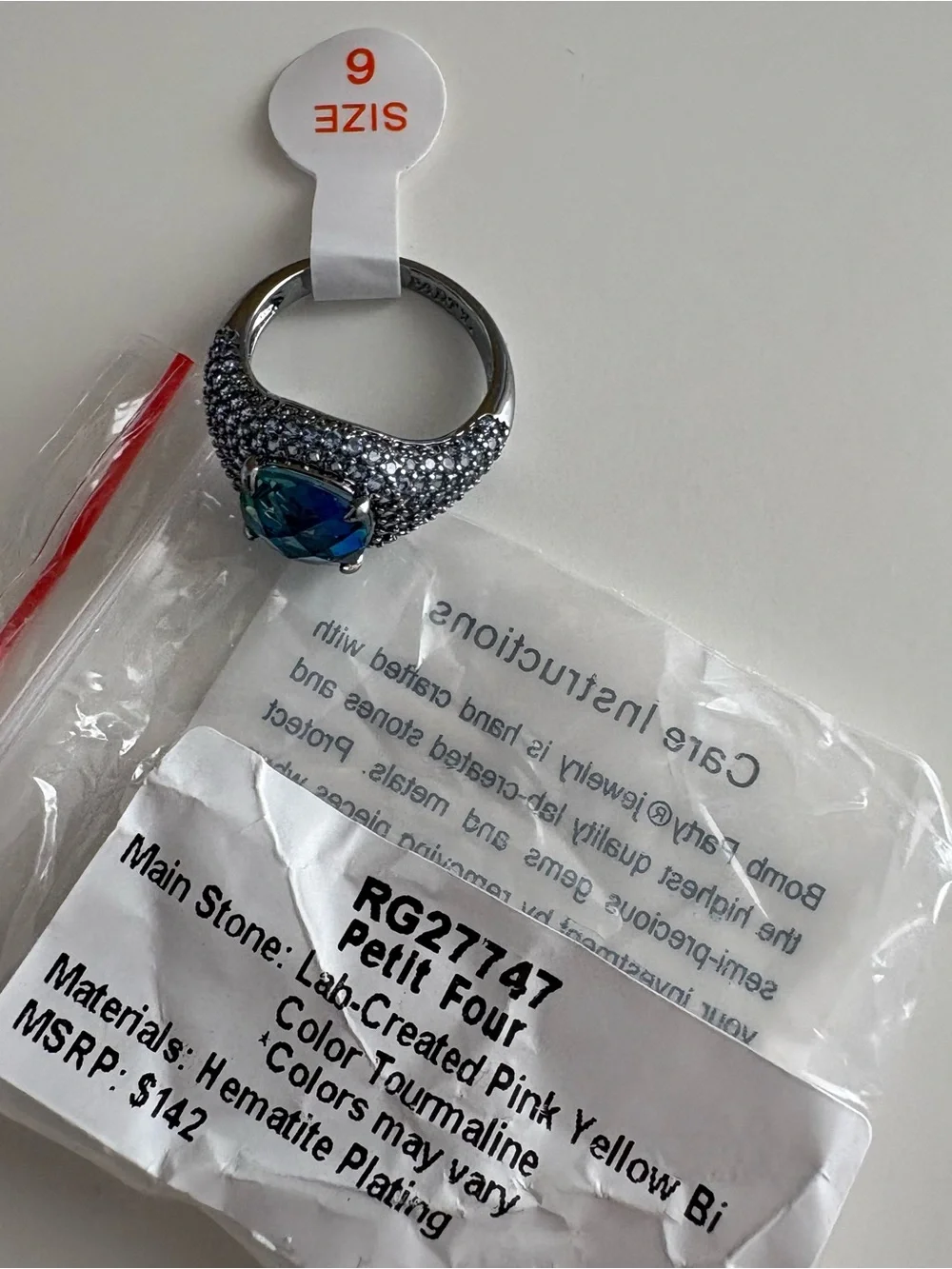 Bomb Party Petit Four Ring RG27747 Bi Color Tourmaline Hematite Plating
