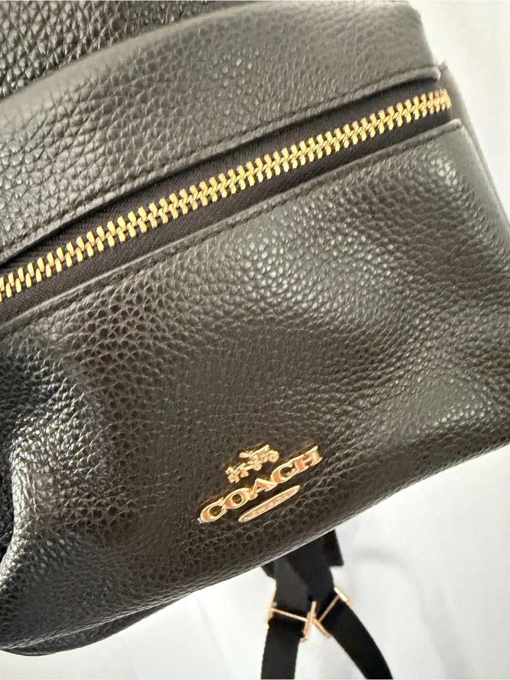 Coach Black Pebbled Leather Backpack with Gold Hardware