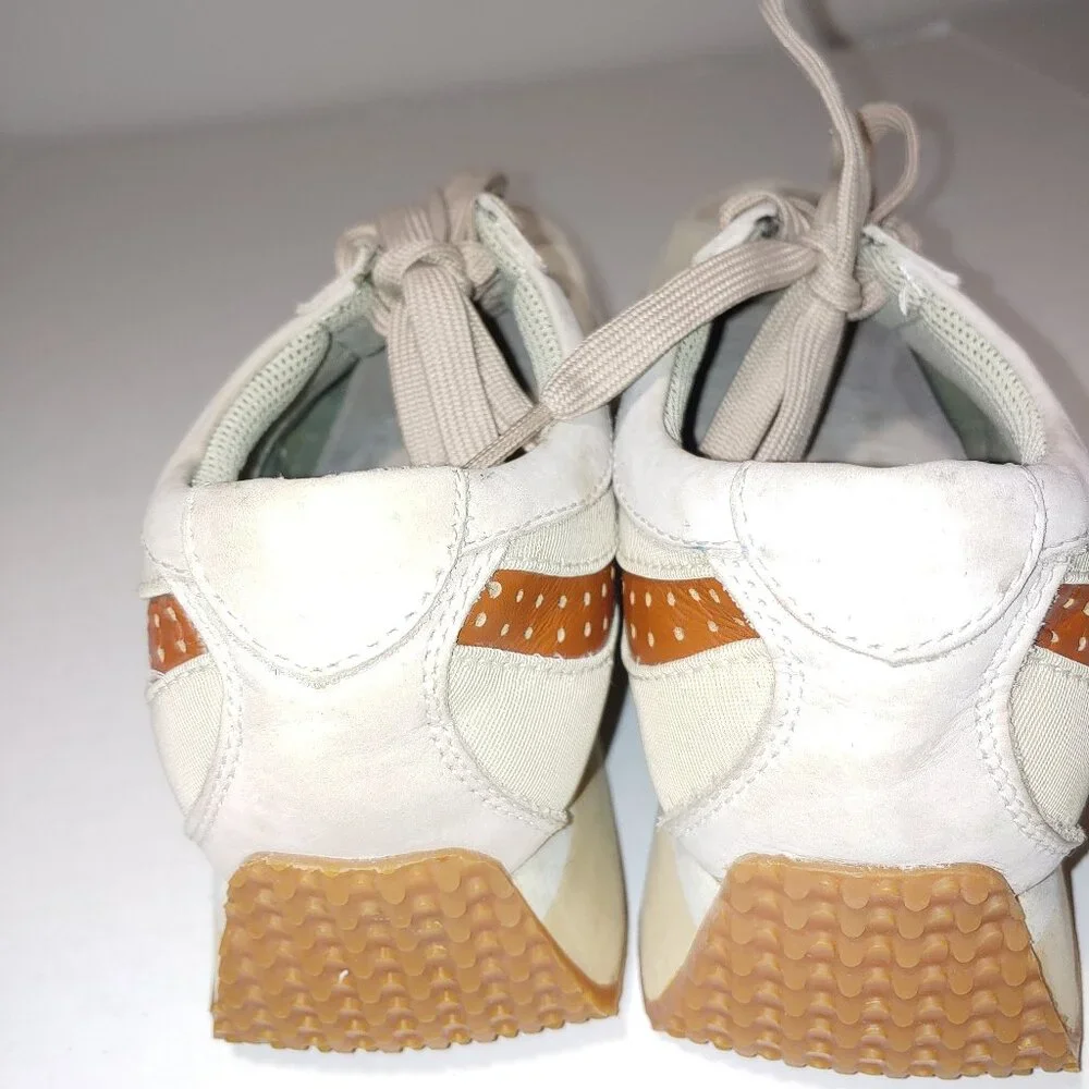 Steve Madden Ralli Platform Sneakers Nubuck Canvas Lace Up Size 7.5 Cream