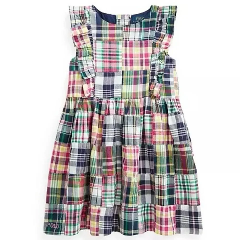 Polo Ralph Lauren Baby Girls Patchwork Madras Dress sz 6 months