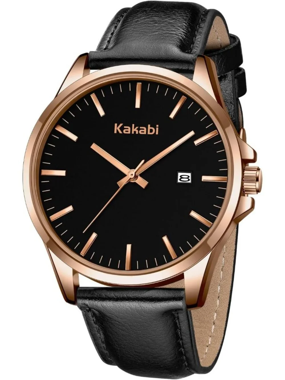 Men's Black Minimalist Fashion Leather Strap Classic Analog Quartz Wrist Watch