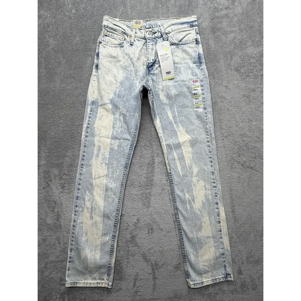 Levis 511 Jeans Mens Measured 30x31 Blue Slim Taper Acid Wash Stretch Denim Flex