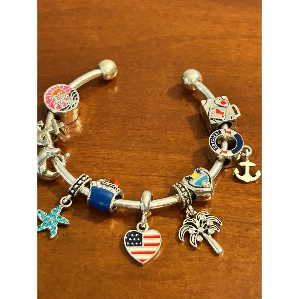Vintage Fun In The Sun Cruise Ship Charm Bracelet - Nautical Vacation Beach