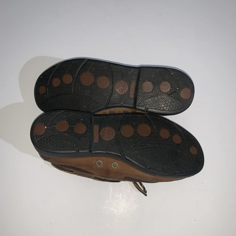Timberland Boat Shoes Mens Size 10 Brown Leather Deck Moc Toe Slip On 71024