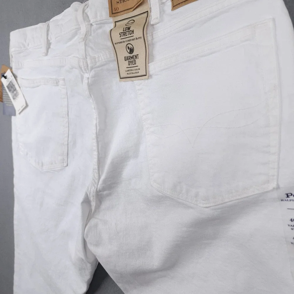 Polo Ralph Lauren Varick Slim Straight White Garment Dyed Stretch Jean Men 40x32