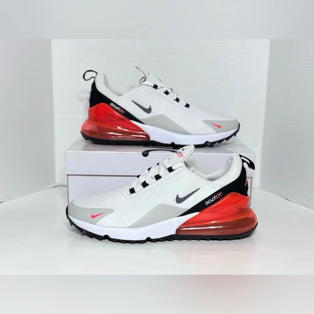 NEW Nike Air Max 270 G Men’s Golf shoes CK6483-103 white red black