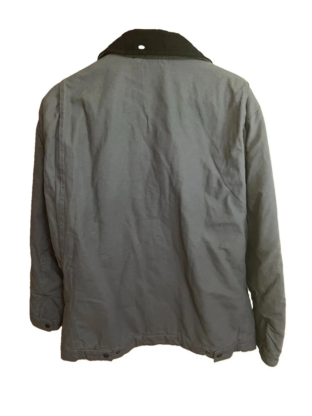 Wrangler Men's Gray Canvas Work Jacket Corduroy Collar Quilt Lined Large