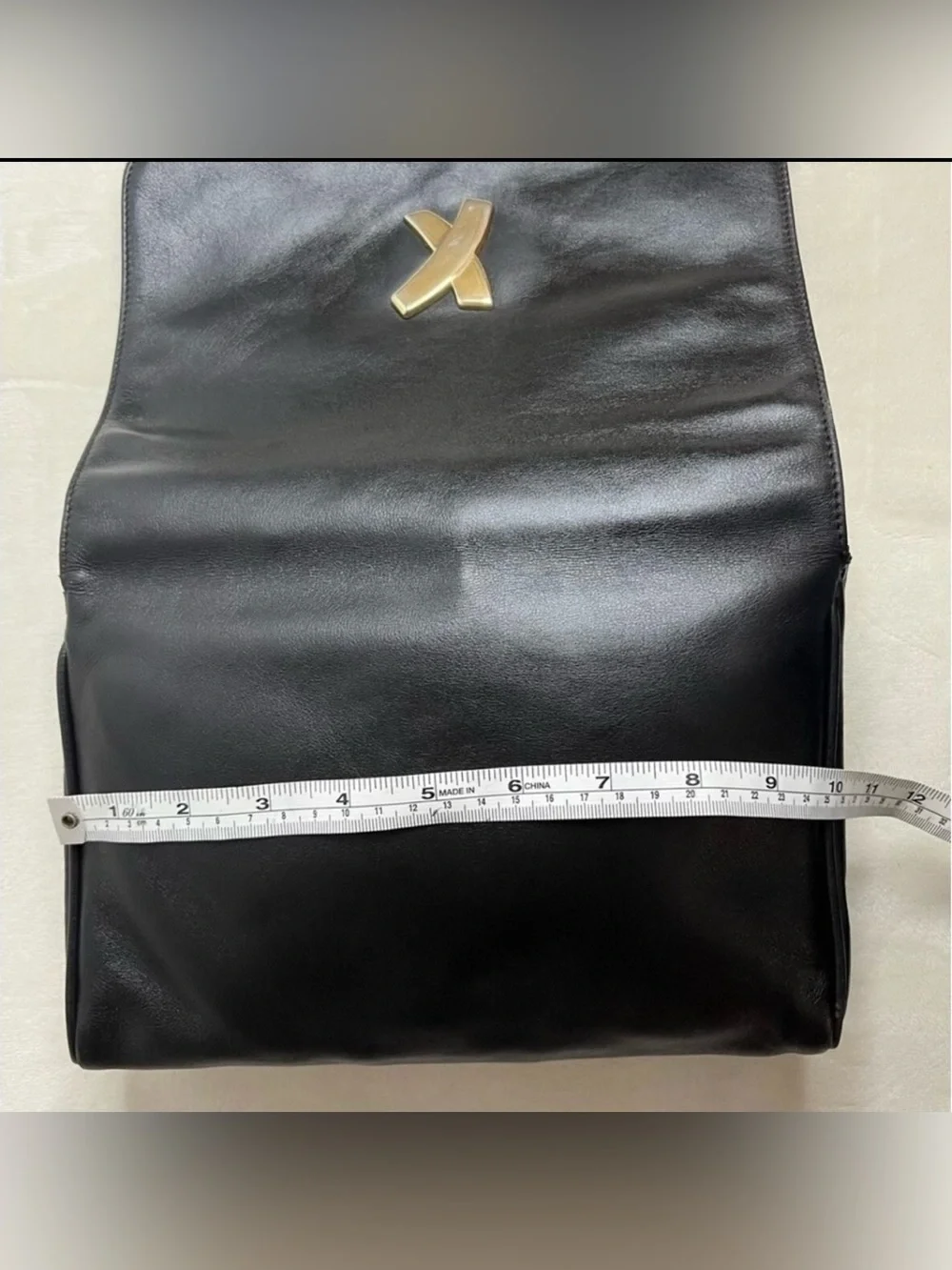 🩷Paloma Picasso Black Leather 2 Way Shoulder Bag Black Clutch with Gold Accent💚