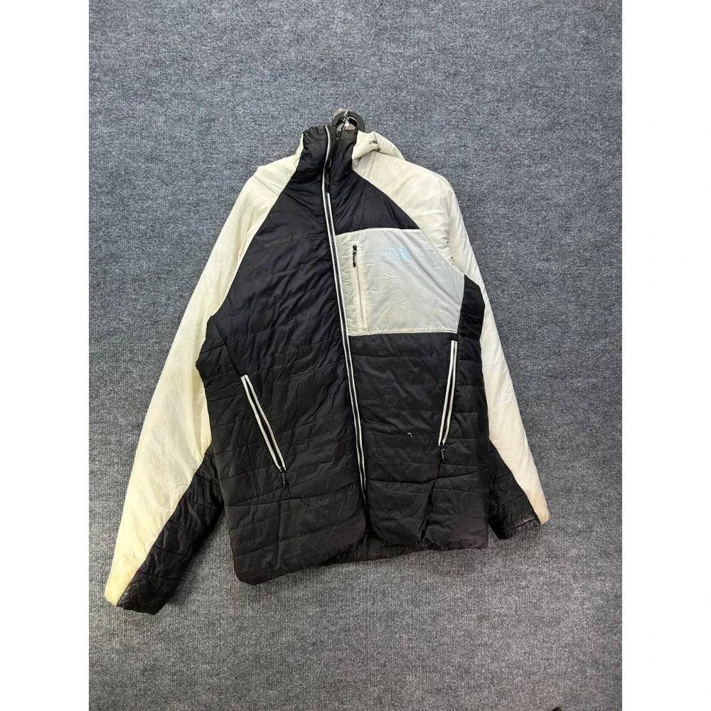 The North Face Summit Series Hoodie Puffer Jacket Men's White Black Full Zip - M