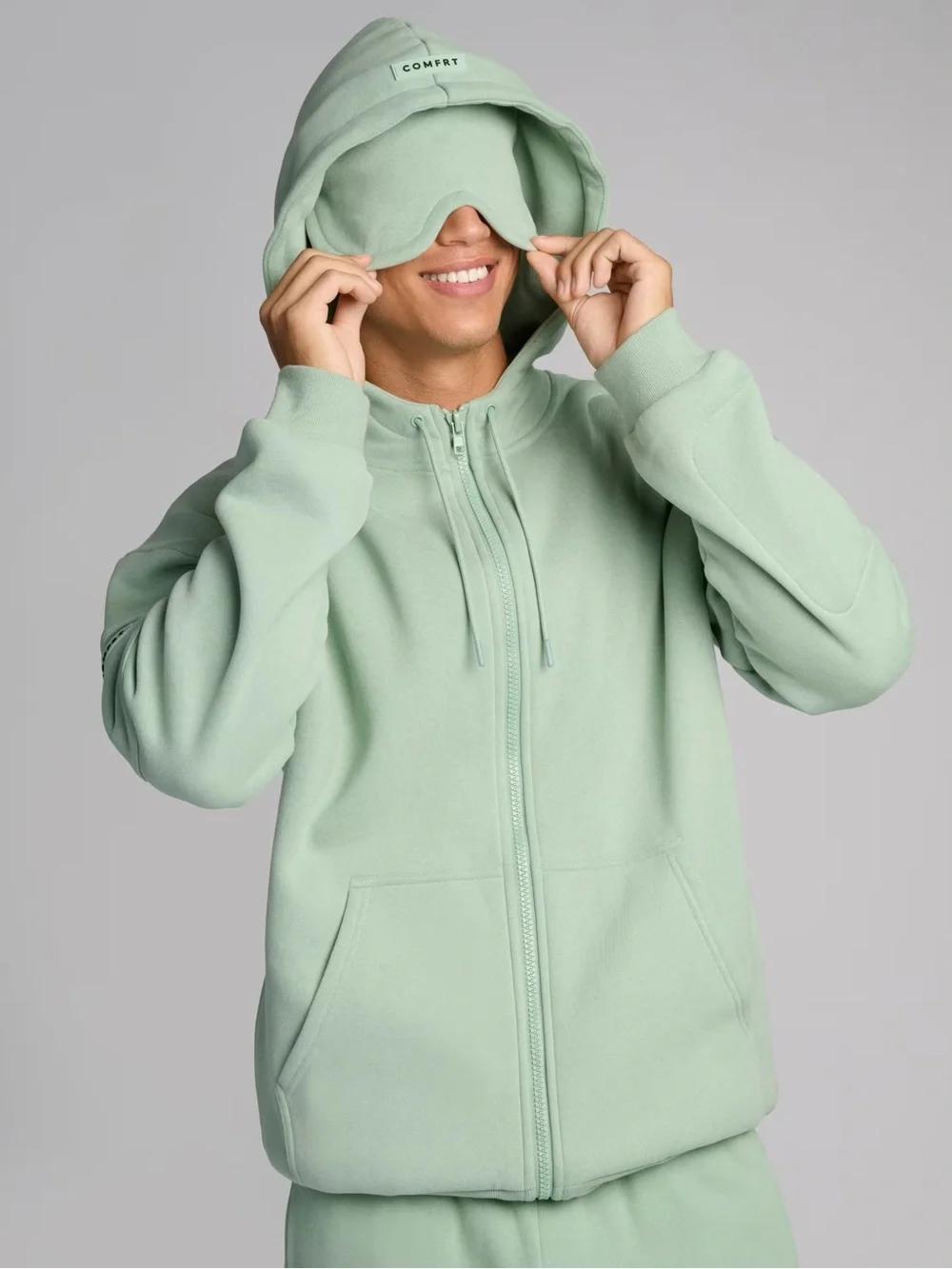 COMFRT DND Airplane Mode Zip Hoodie in Aloe