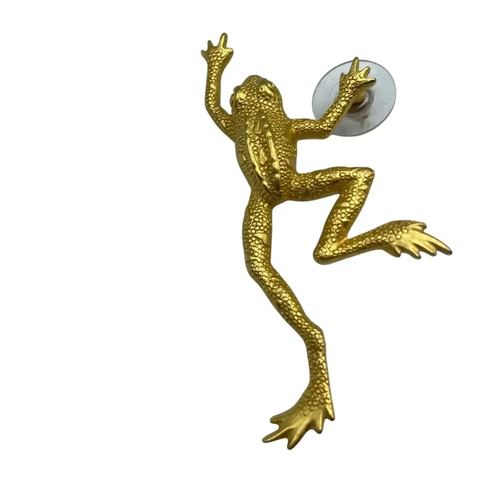 Vintage JJ Jonette Gold Tone Frog Pin Brooch 90s