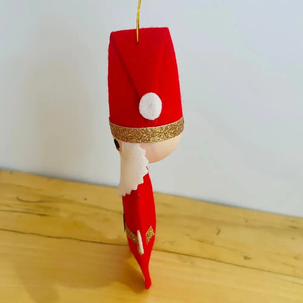 Vtg Retro 50s Japan Felt Santa Claus Christmas Ornament MCM Nostalgic Novelty