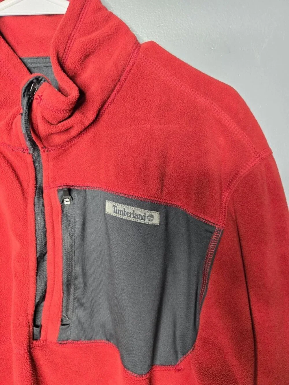Timberland Red Fleece 1/2 Zip Pullover Jacket Large