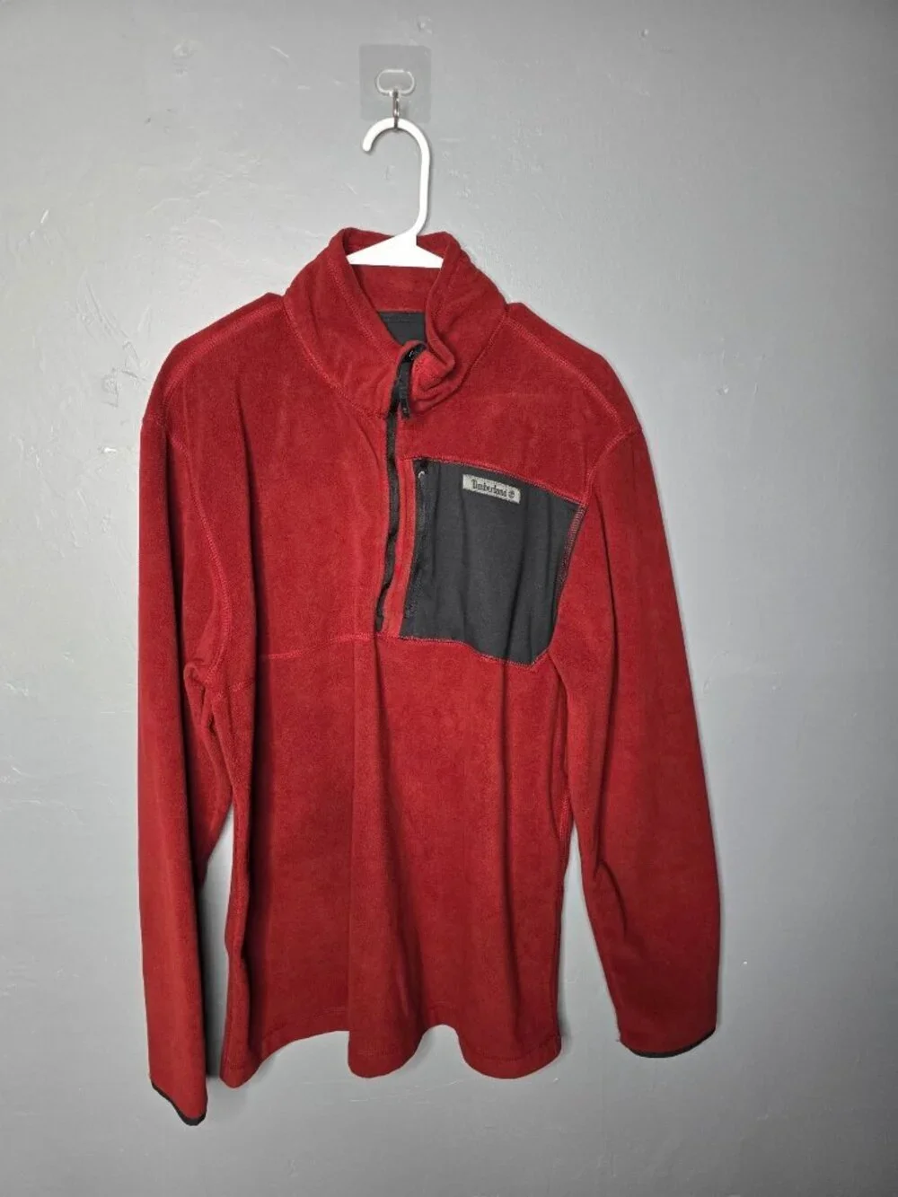 Timberland Red Fleece 1/2 Zip Pullover Jacket Large