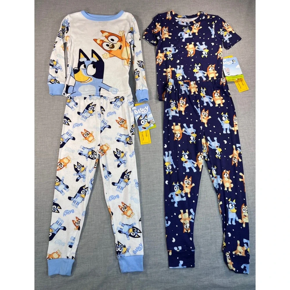 Bluey Toddler Pajamas 4 Piece Set 5T Cotton Viscose Bluey Bingo Blue Navy New