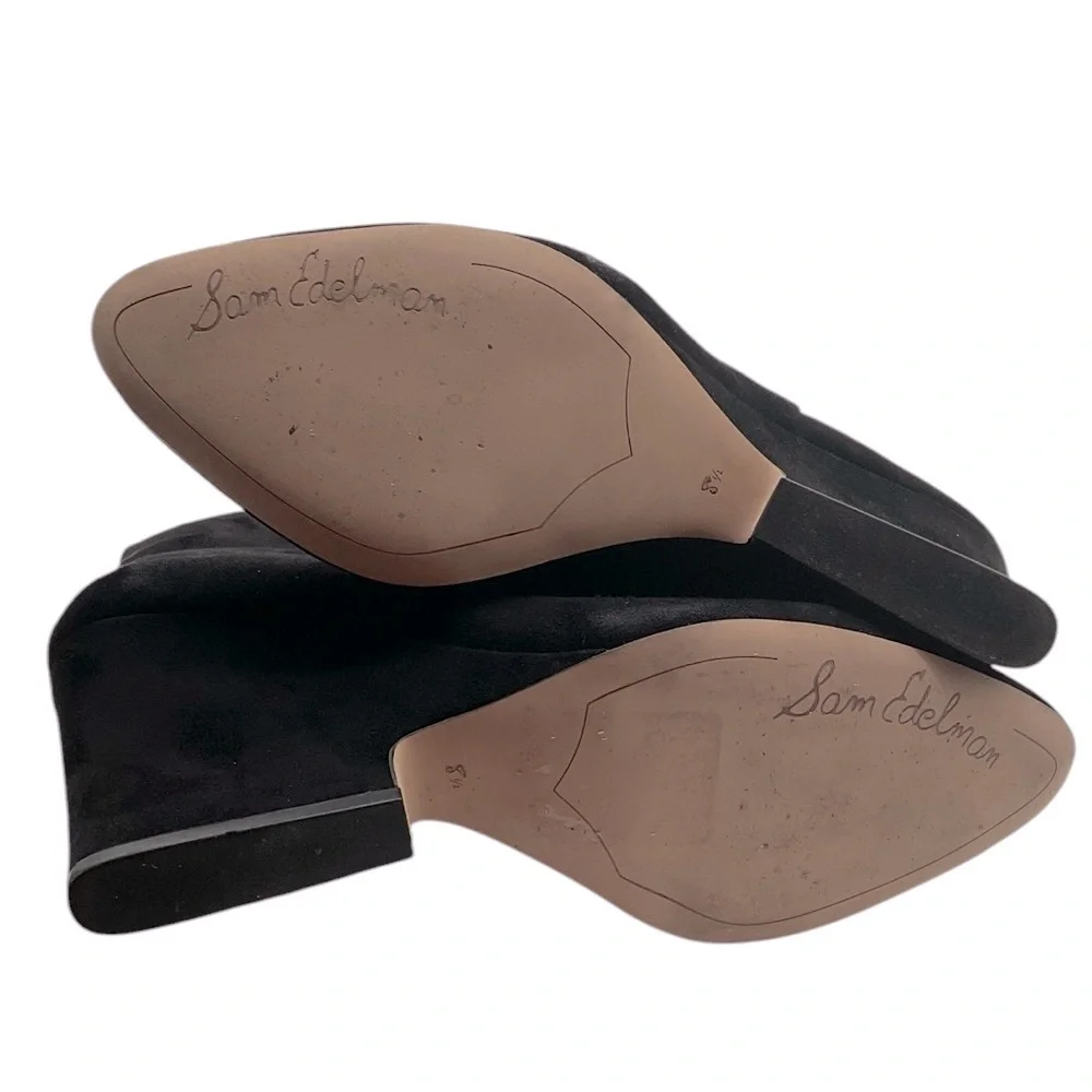 Sam‎ Edelman black Wilson Boot Size 8.5 Wedge Heel Black Suede Bootie Almond Toe