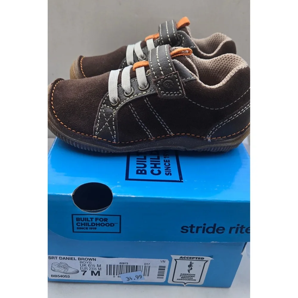 Stride Rite SRT Daniel Brown Leather Suede Toddler Boys Shoes Size 7M BB54053