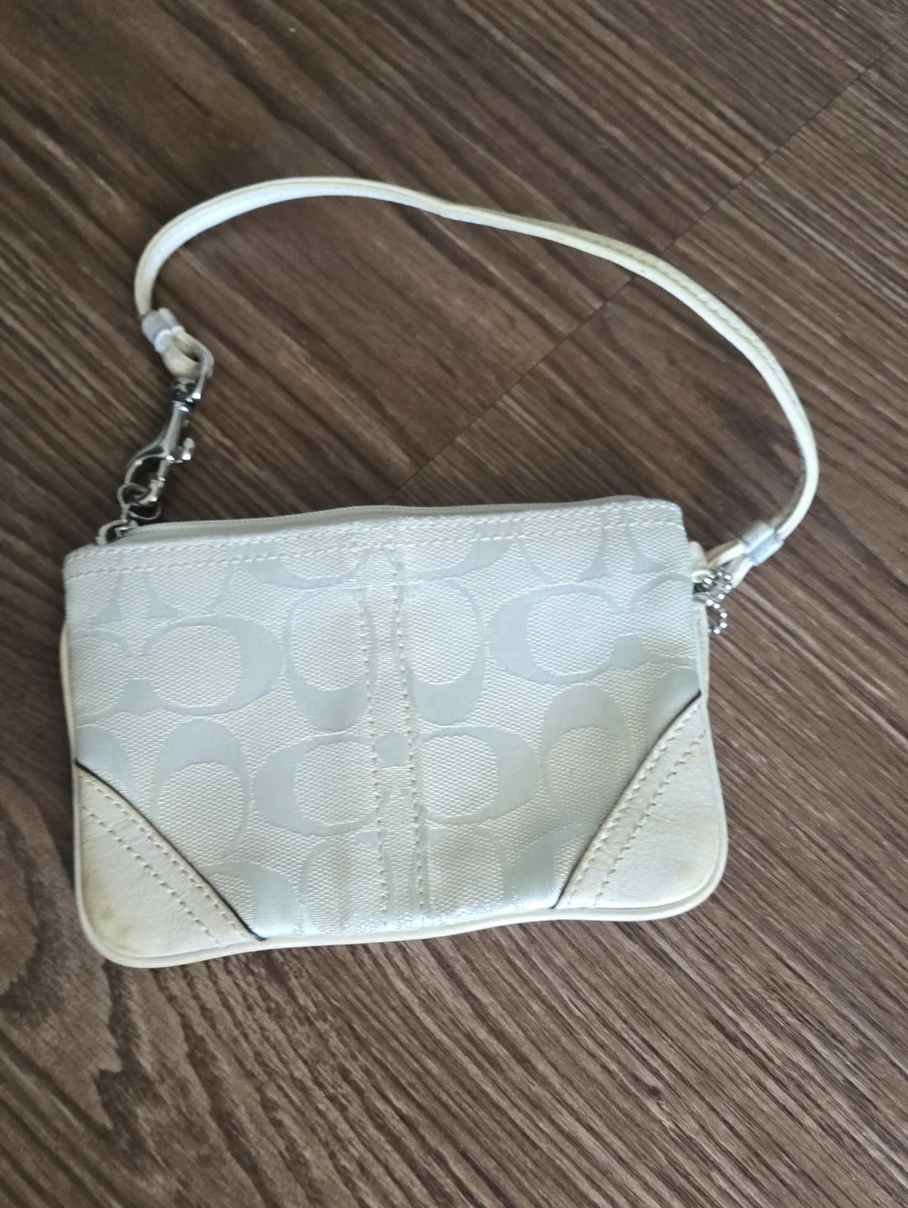 Coach Cream Signature Wristlet Clutch