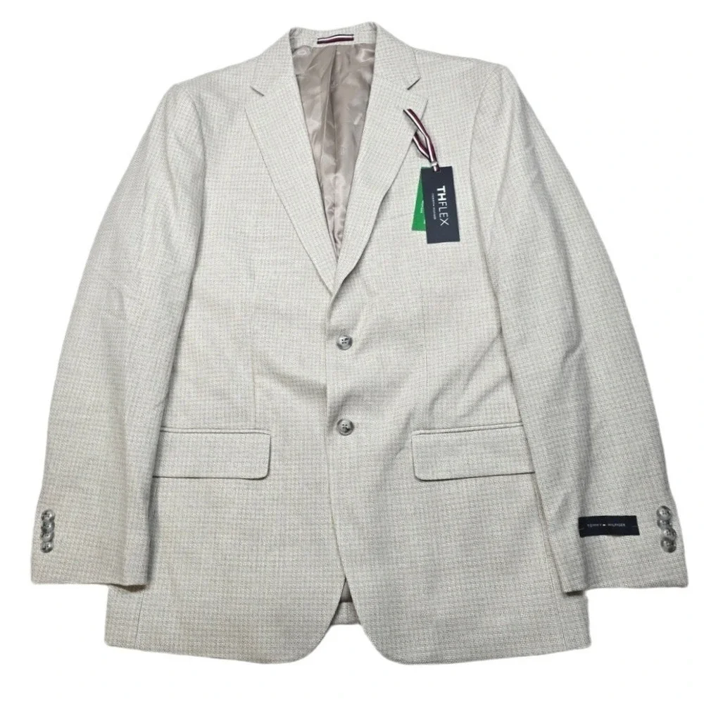 Tommy Hilfiger Conrad Sport Coat Mens 40R White Tan Modern Fit Blazer‎ $295 NEW