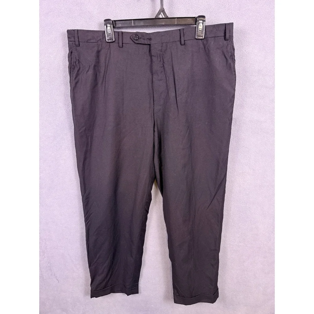 Canali Wool Dress Pants Mens 7 Black Trousers 39x30 Italy Luxury Business