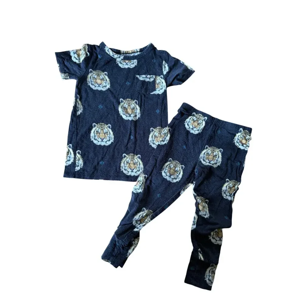 Posh Peanut‎ black tiger print bamboo pajamas set