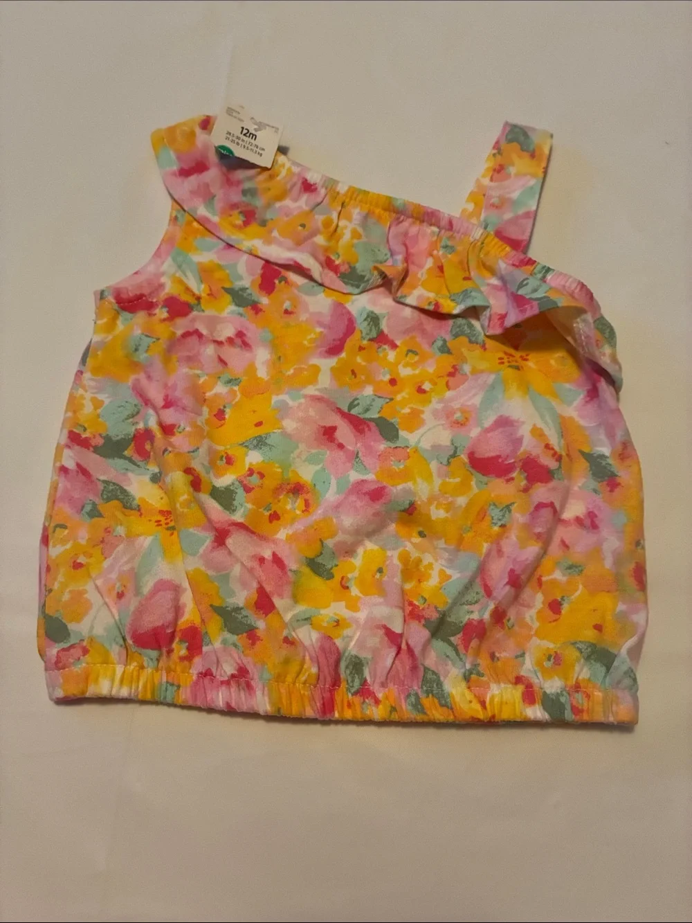 OshKosh B'gosh Yellow Pink Green Floral Ruffle Tank