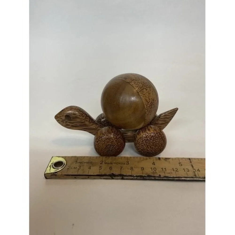 NWOB Turtle Push Toy Educational Wooden Toyon‎ Wheels With Rolling Ball On Top