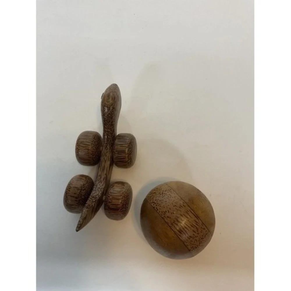 NWOB Turtle Push Toy Educational Wooden Toyon‎ Wheels With Rolling Ball On Top