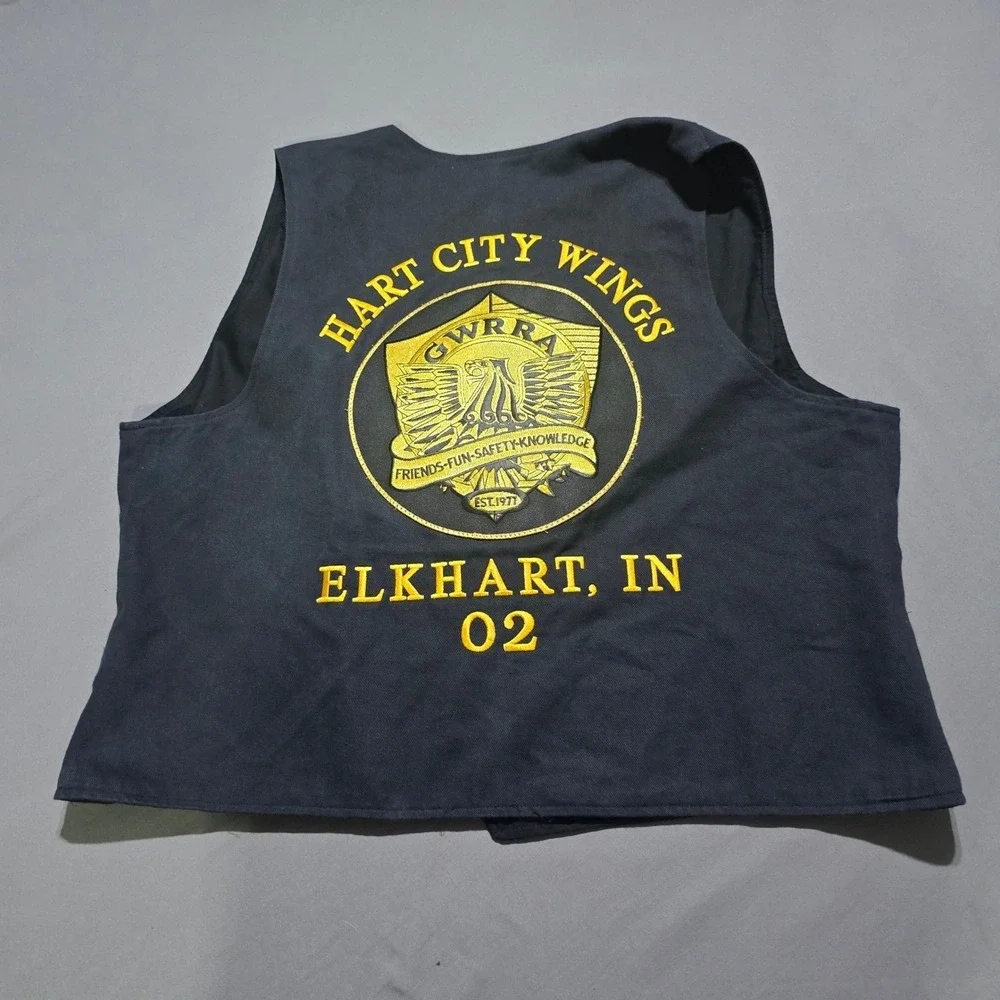 GWRRA Hart City Wings Motorcycle Vest Men XL Black Canvas Embroidered Patches