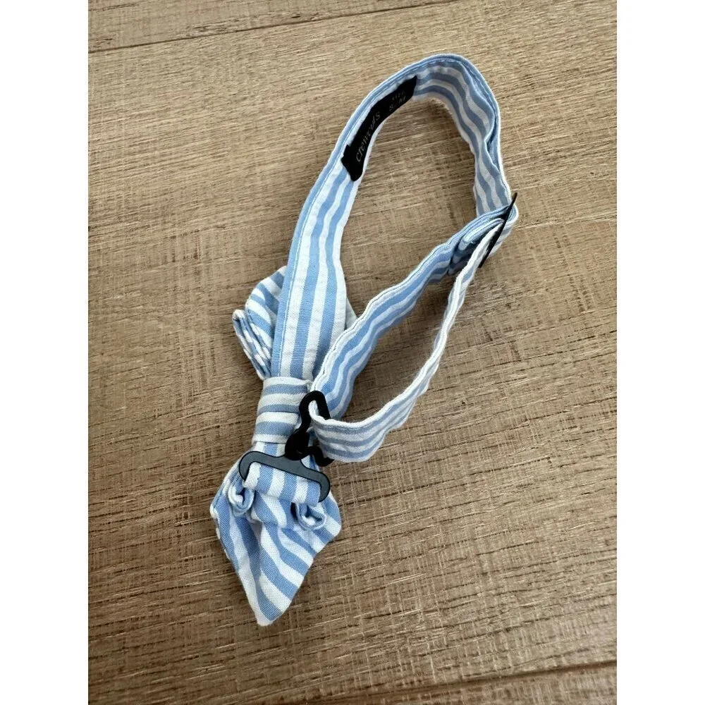 Crewcuts Kids Striped Adjustable Bow Tie S/M Blue & White Cotton