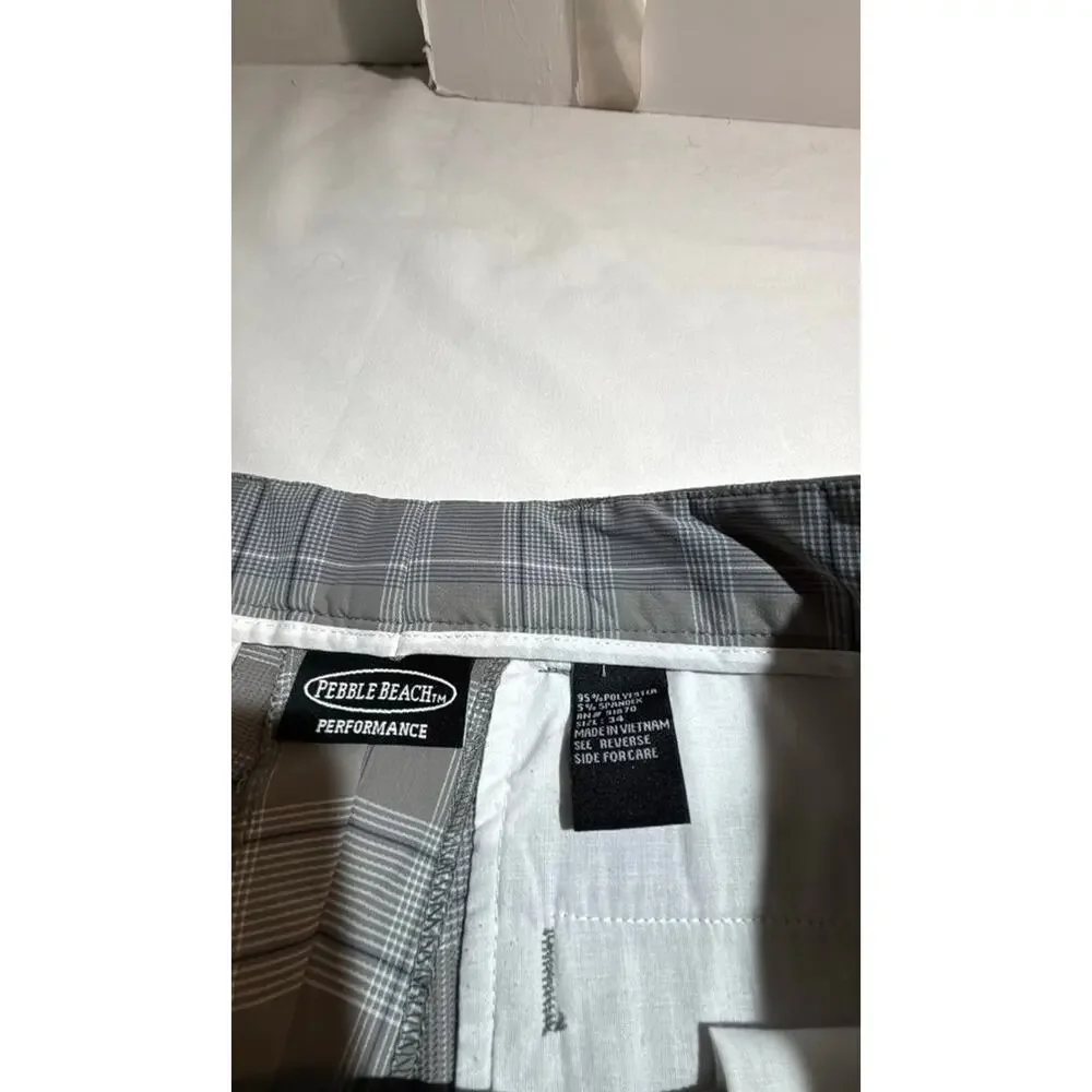 Pebble Beach Performance Plaid Golf Shorts Sz 34