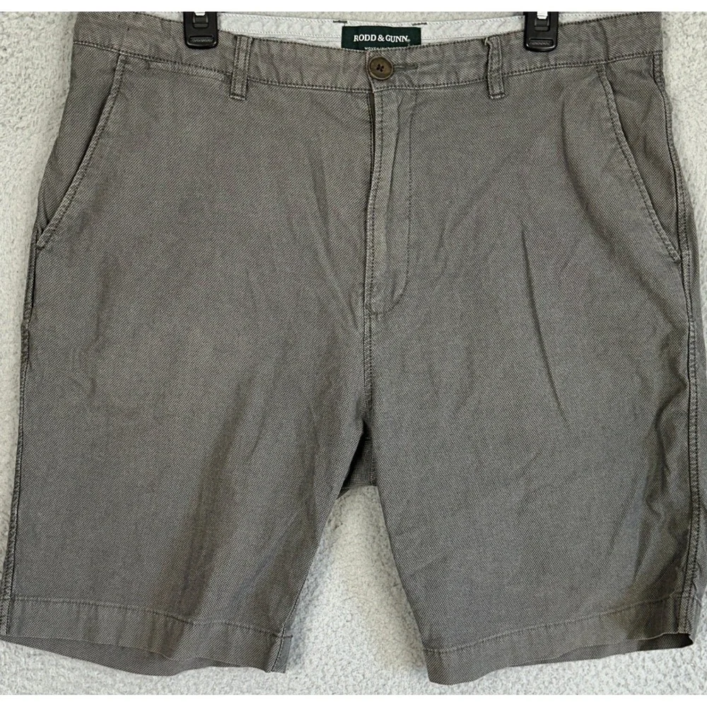 Rodd Gunn Shorts Mens 38 Grey Casual Chino Stretch Flat Front Woven In Italy EUC