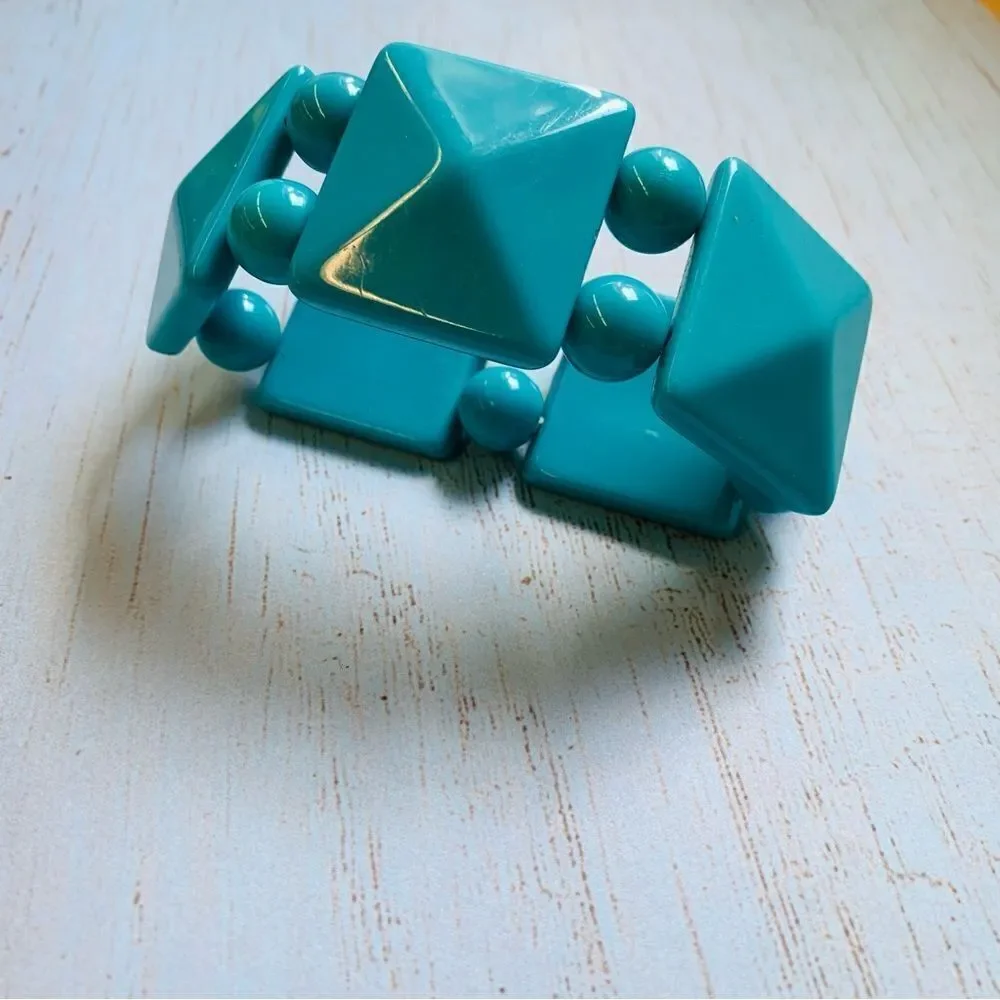 Chunky Turquoise Acrylic‎ Beaded Stretch Bracelet