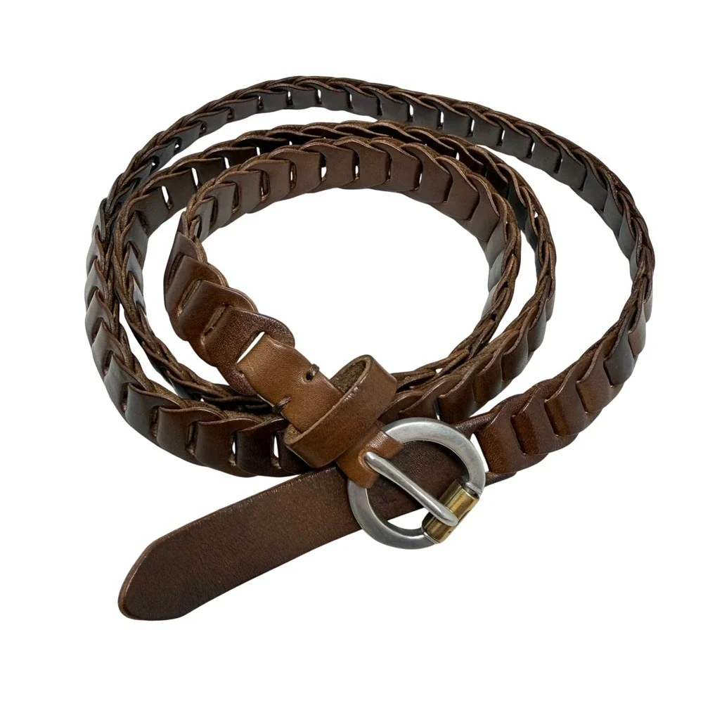 John Varvatos Mens Leather Belt Brownstone‎ Astor Welder Size 40 Silver NWT$348
