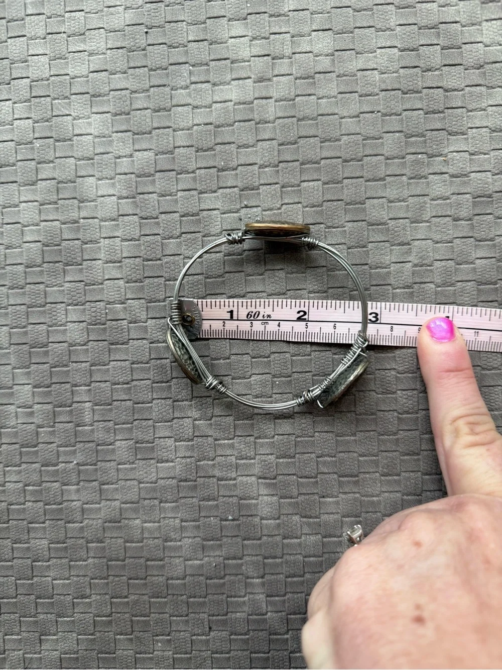 Silver Hammered Oval wired Bangle Bracelet