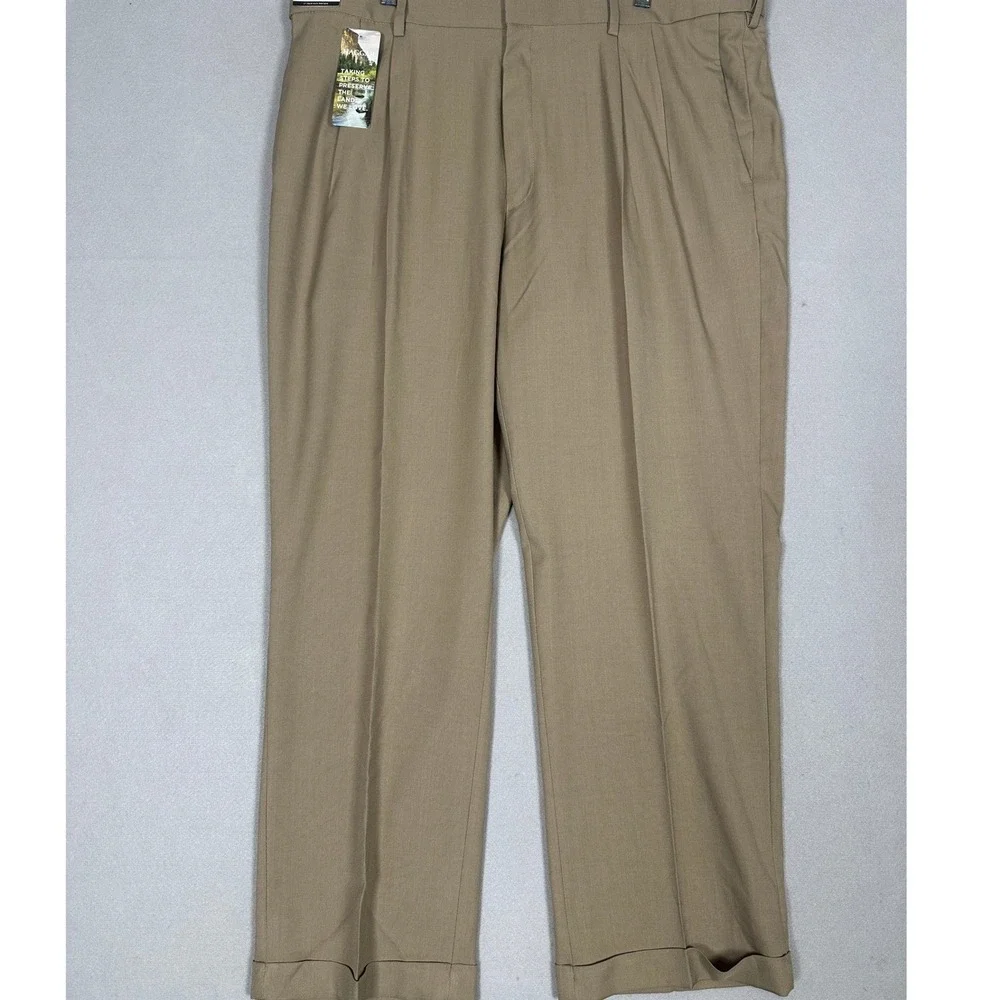 NEW Haggar Pants Mens Mens 40X29 Tan Premium Comfort Dress Classic Fit Stretch