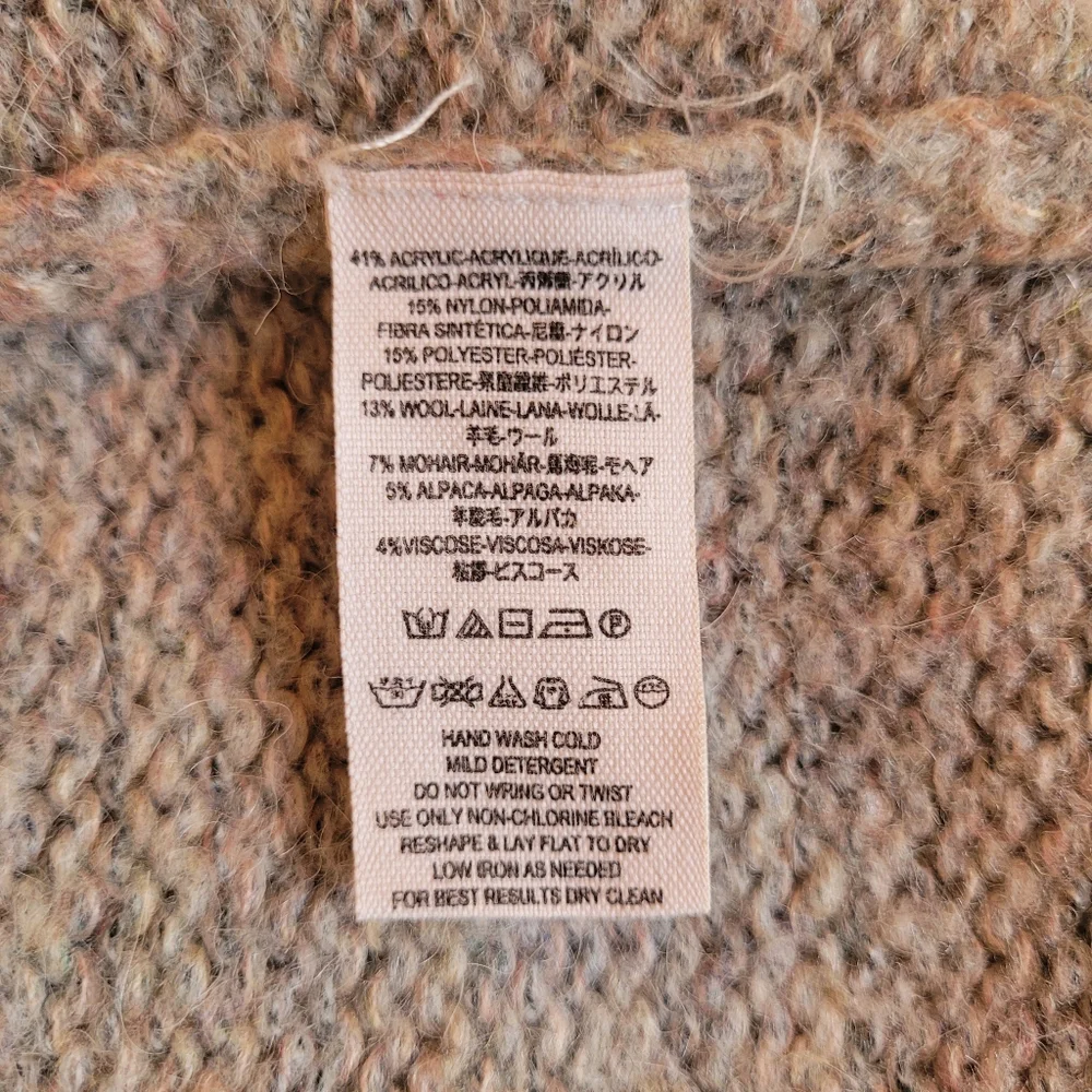Free People Eyes On You Cozy Gray Tan Hooded Sweater XS