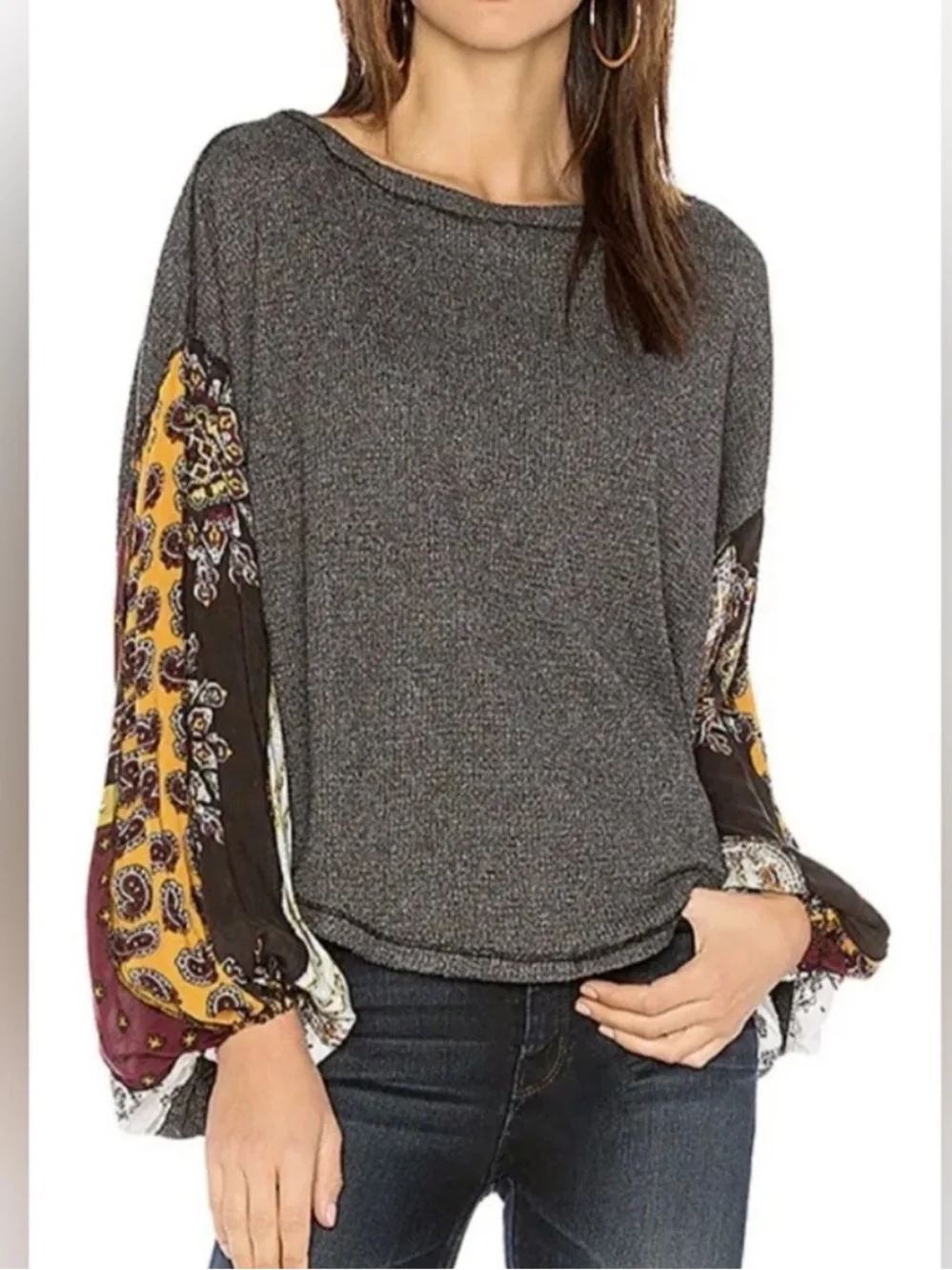We The Free Blossom Oversized Thermal With Boho Sleeves