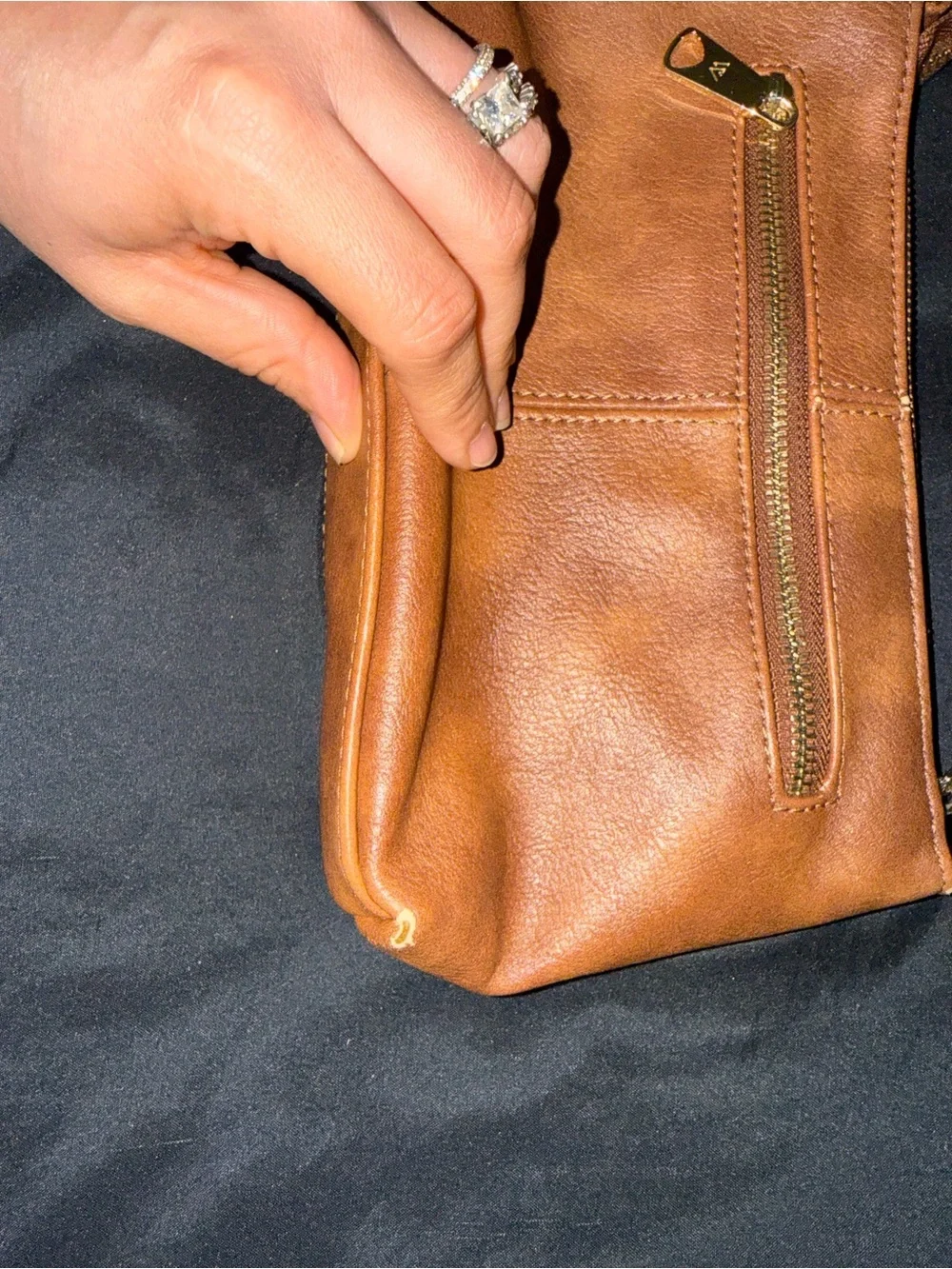 Brown Leather Crossbody Bag with Gold Hardware