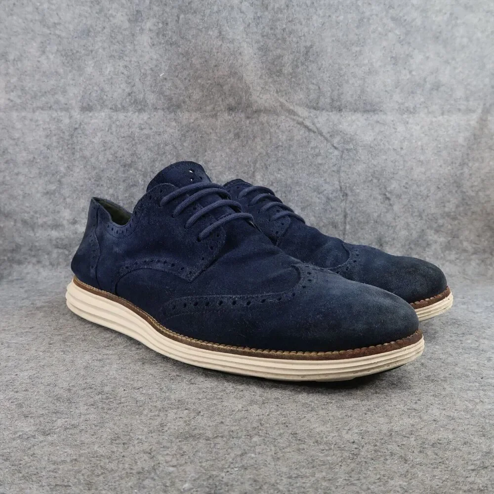 Cole Haan Shoes Mens 13 Oxfords Wingtip Lunargrand Leather Classic Blue Fashion