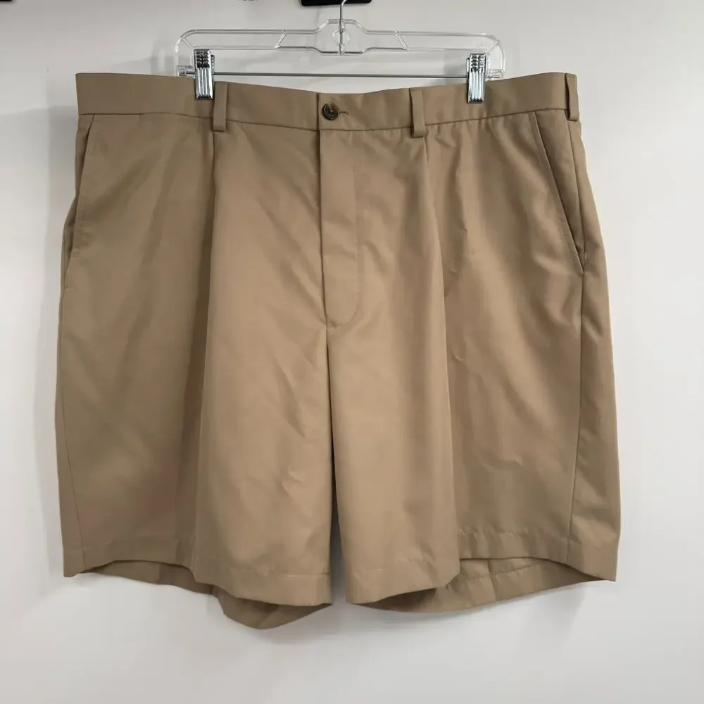 Brooks Brothers St Andrews Links Golf Shorts Mens W42 Beige Tan Pleated Pockets