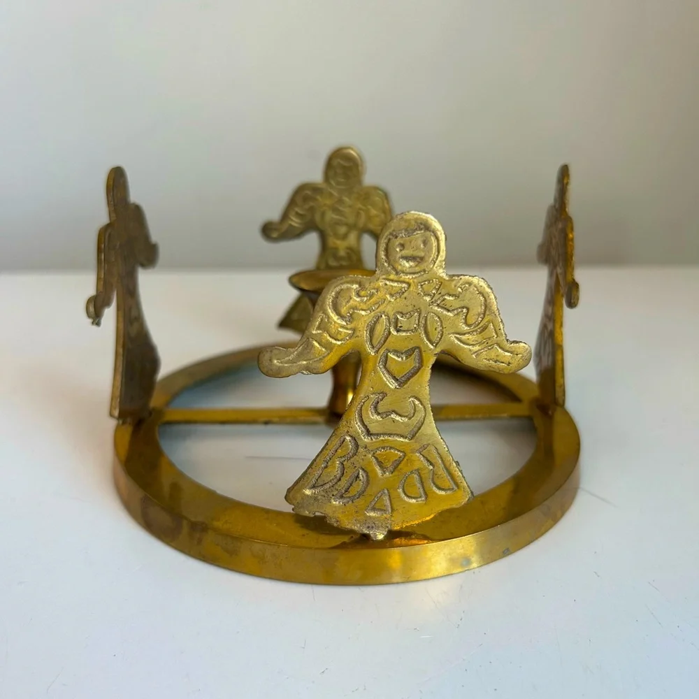 Brass Angel Taper Candle Holder Rings 3.75