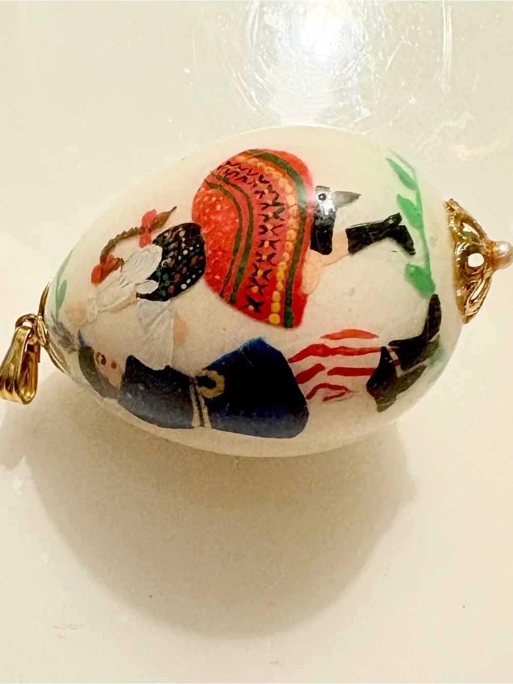 Hand-Painted Russian wood Multicolor Egg Charm Pendant - Oval, Art People Theme