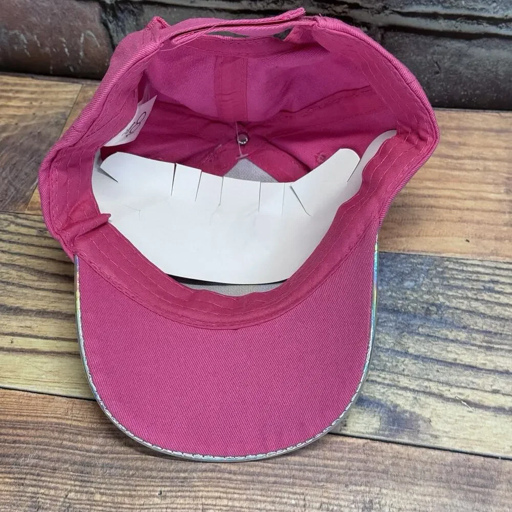 Girl's Youth Disney 100 Pink Princess Adjustable‎ Ball Cap Hat Holographic NWOT