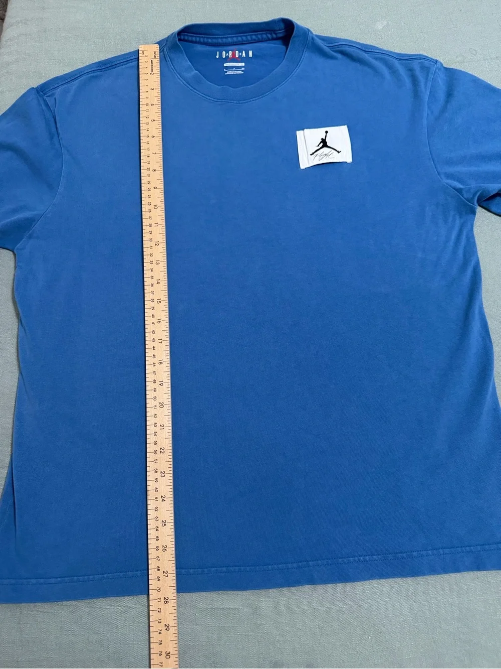 Jordan Blue Short-Sleeve Logo Patch Crewneck Tee Oversized Fit Size S