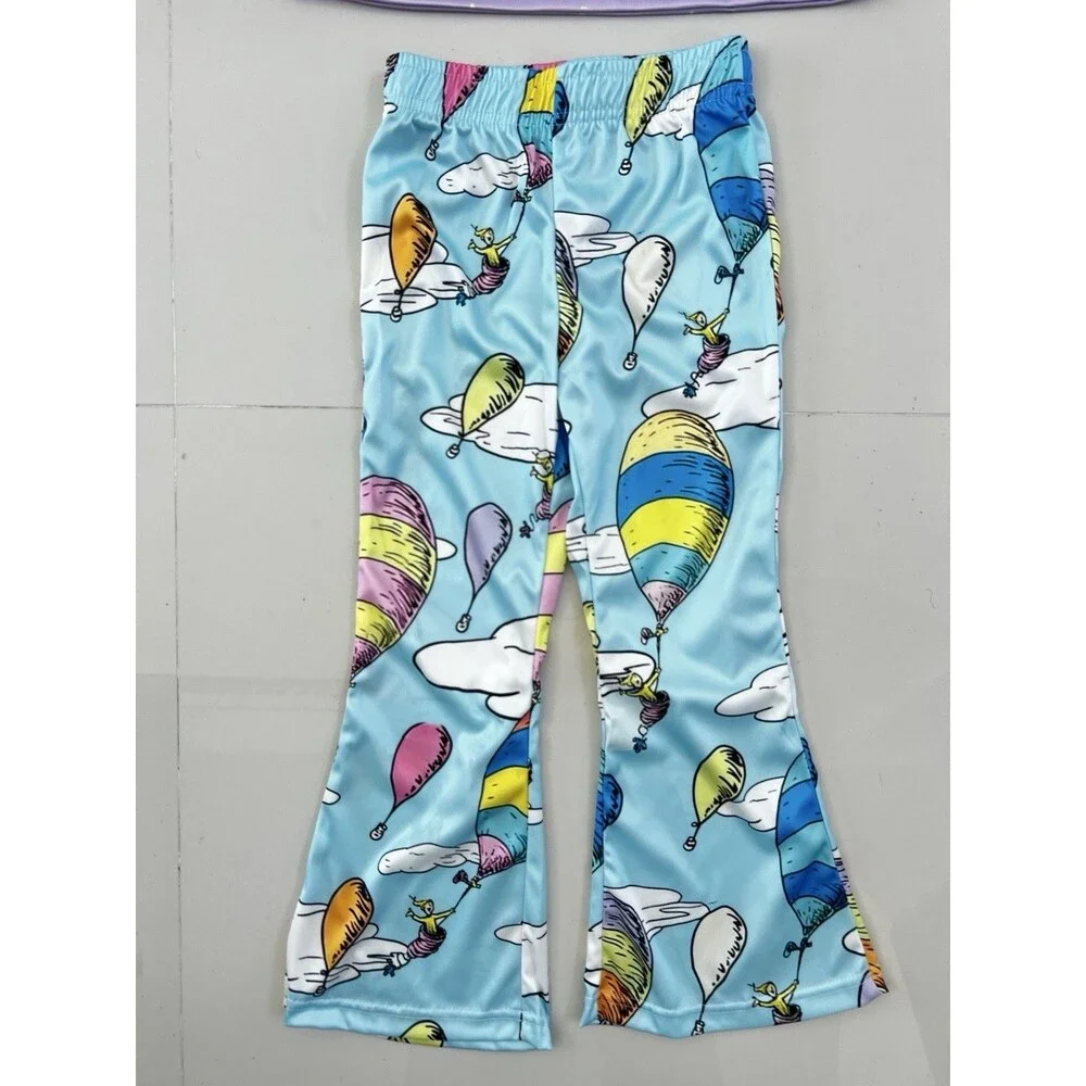 Dr Seuss Oh The Paces You'll Go! 2 piece Outfit Set Flare Bell Bottoms Tee  5-6