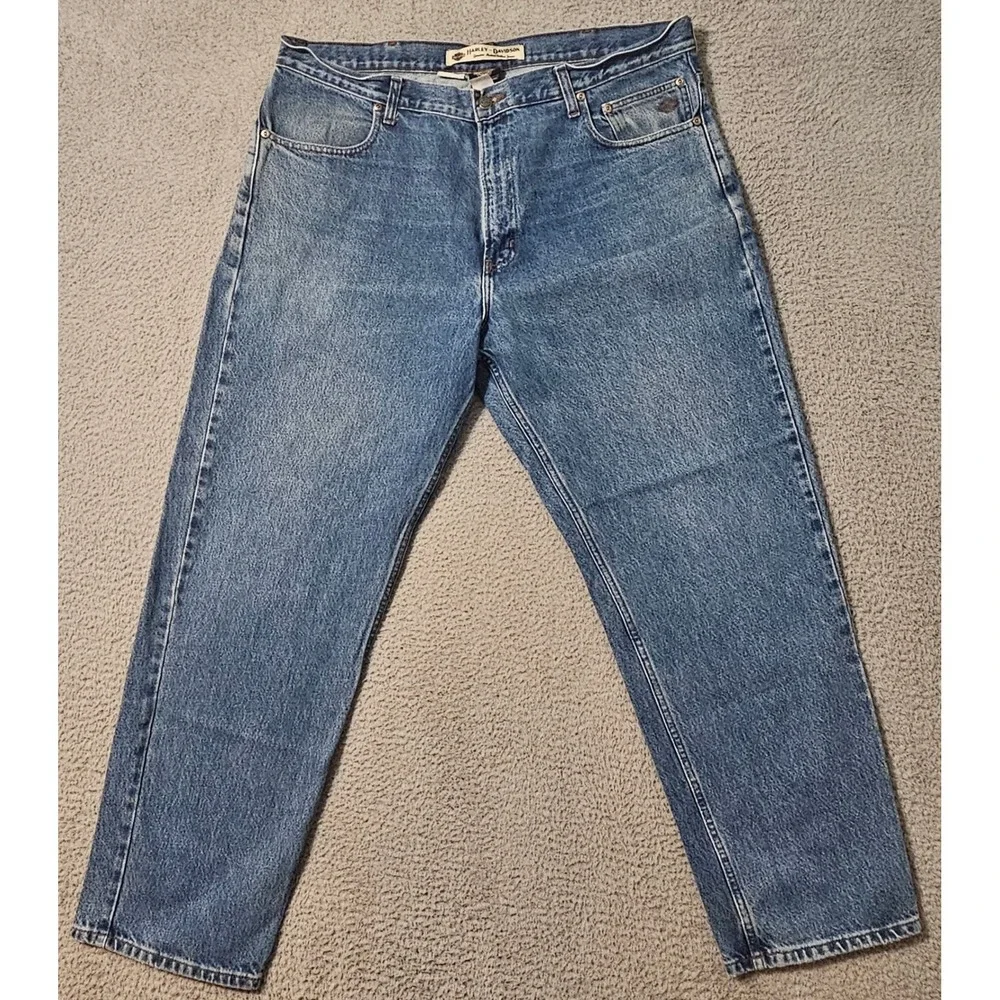 Harley Davidson Jeans Mens 40 x 32 Straight Blue Denim Cotton‎ Motorcycle Biker