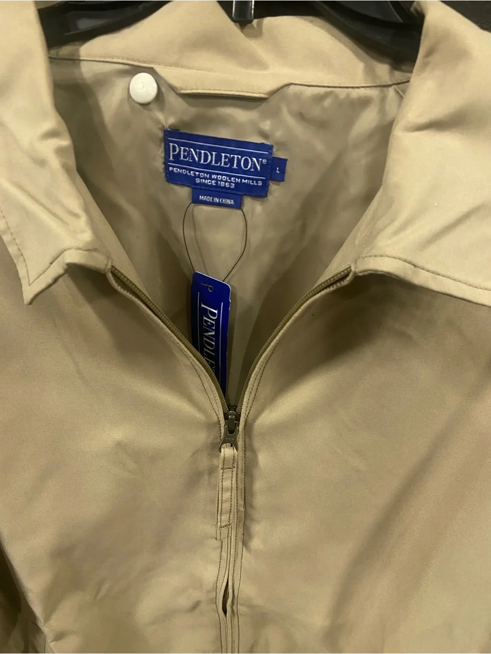 Pendleton Beige Zip Front Windbreaker Jacket size L