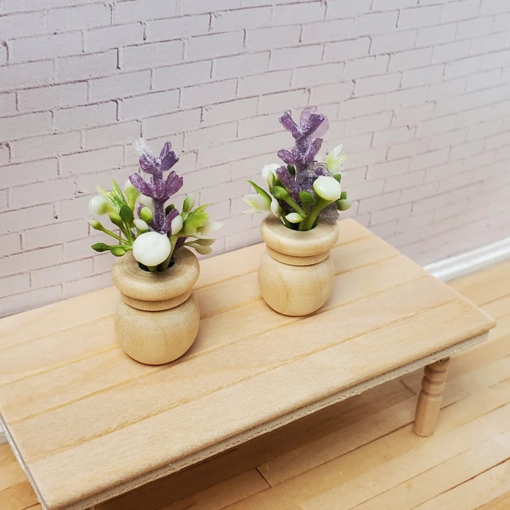 Miniature Dollhouse 1:12 Scale Lavender Vase Set Maileg